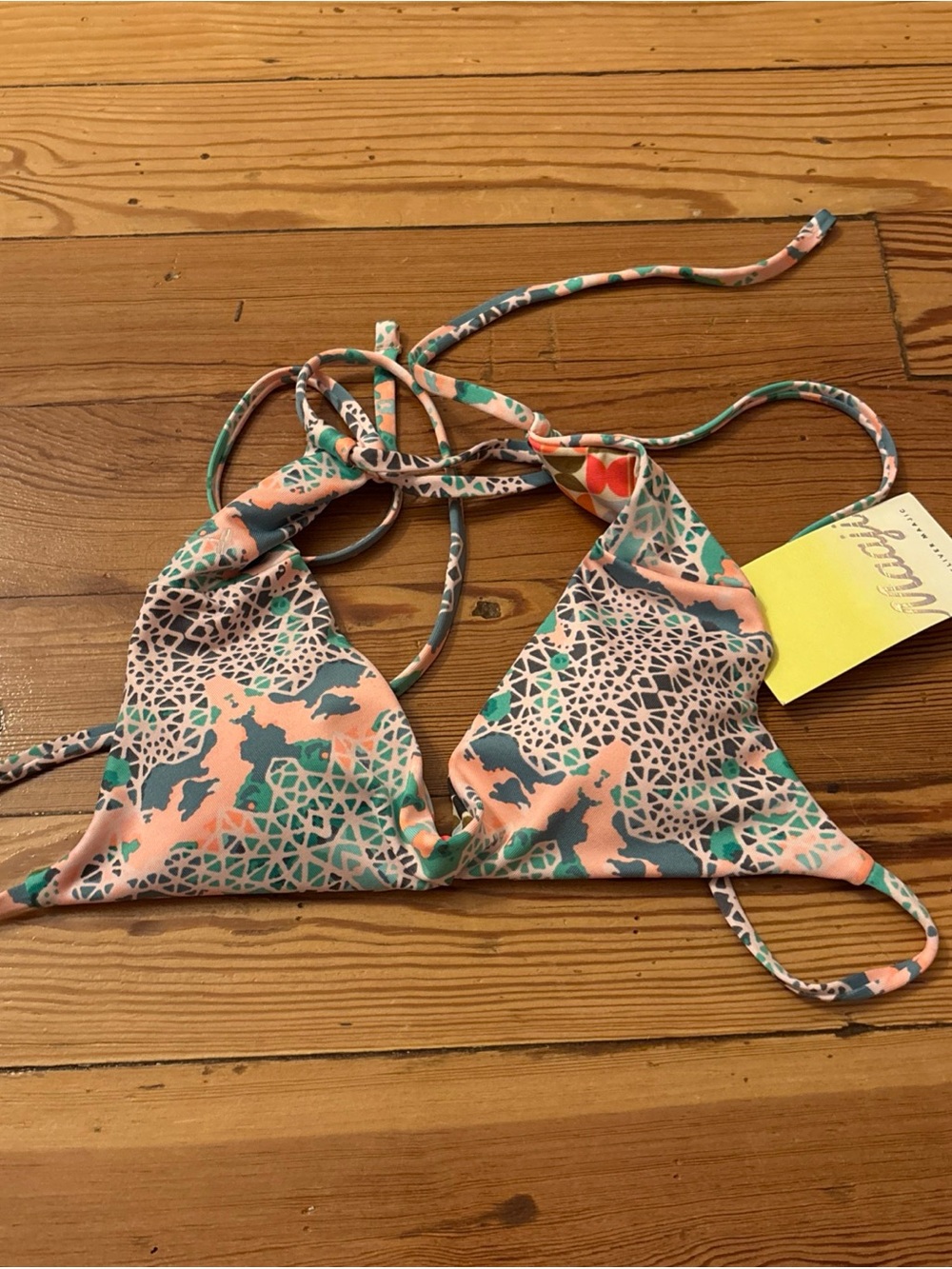 MAAJI Reversible Colorful Bikini Bralette Swim Top Lace Up Tie Back Size S New